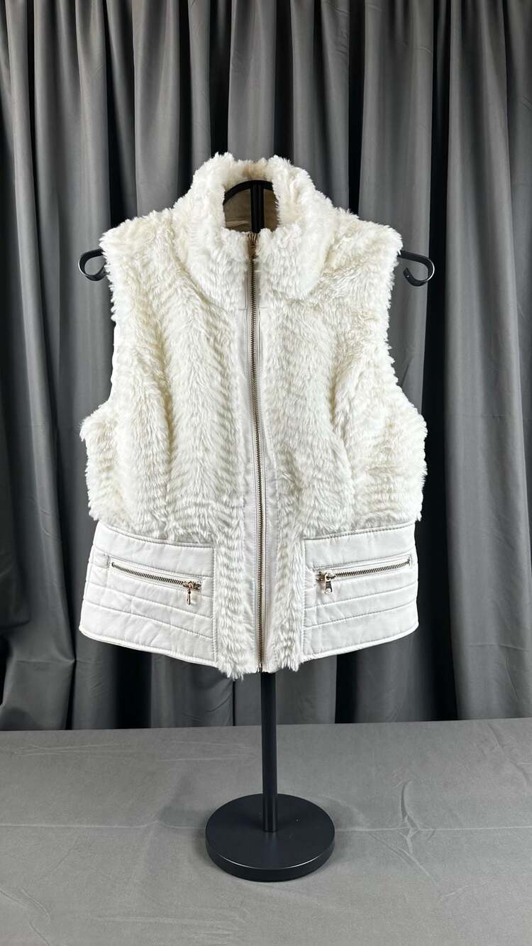 Ci Sono Faux Fur Vest Size L White Polyurethane Faux Fur